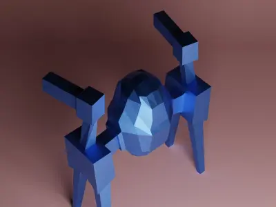 Leaf Blower Robot Low-poly 3D model