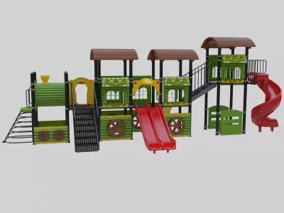  Train Style Playground 4 Low-poly 3D model