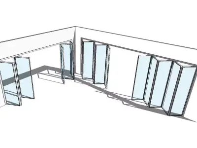 Fully Parametric Double Opening Bi-Fold Doors 3D model