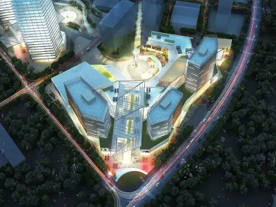 Modern CBD Mixed-Use Complex 3D model