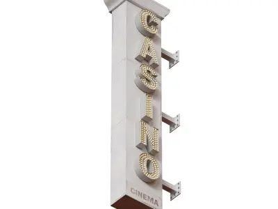 Casino Cinema Advertising Illuminated Sign 3D model