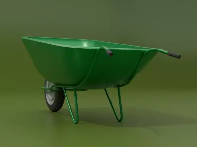 Industrial Wheelbarrow Low-poly 3D model