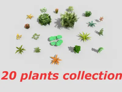 low poly foliage pack Low-poly 3D model