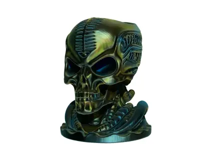Cactus planter alien Skull 3D print model