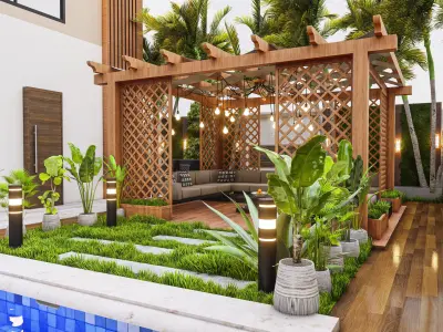 modern villa design 3D model