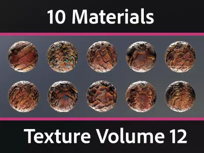10 Materials Skin Dragon Seamless PBR Volume 12 Texture
