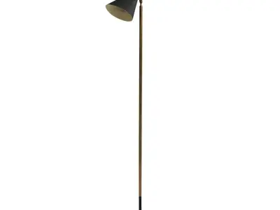 Arredoluce Floor Lamp Brass Black And Yellow Lacquered Metal 3D model