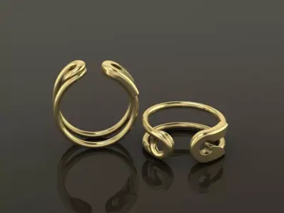 Safety Pin Ring Band Mix Size 3D print model