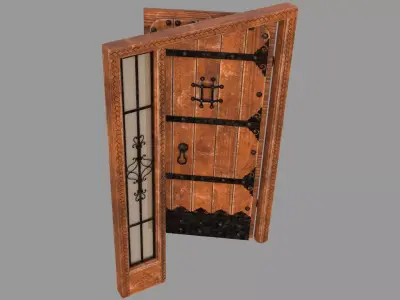 Retro style entrance door Low-poly 3D model