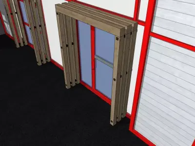 Modern Industrial Hall Front  Frames and Composite Facade 3D model
