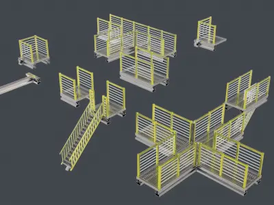 Catwalk set ladder with stripes Low-poly 3D model