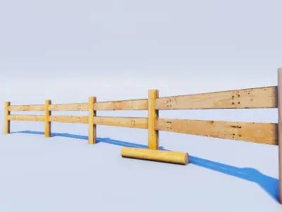 Cartoon Prop Essentials - Wooden Fence Low-poly 3D model