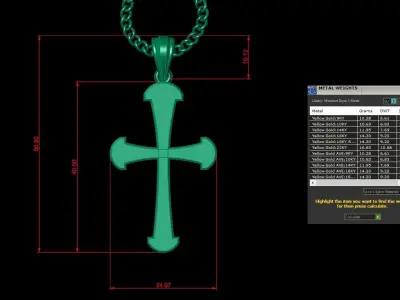 Light Gold 18K Cross Pendant 1CP050 3D print model