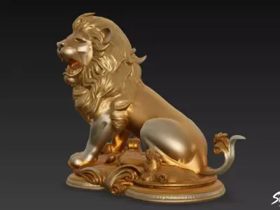 Lion Statue V28 Low-poly 3D model