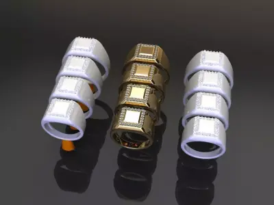 Square Signet Ring Rounded Shank Mix Sizes 3D print model