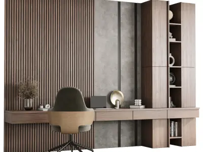 Workplace - Home offfice set- office furniture 18  Low-poly 3D model