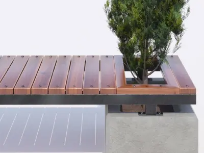 bench and thuja Low-poly 3D model