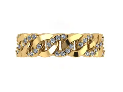 Chain Ring with diamonds set along the chain links 3D print model