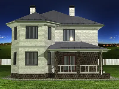 House on grassy field Free 3D model