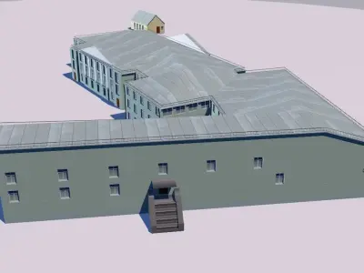 Manor building in snow 3D model