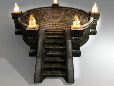 Medieval Shrine Low-poly 3D model