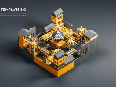 Game Template - Prototype Elements Low-poly 3D model