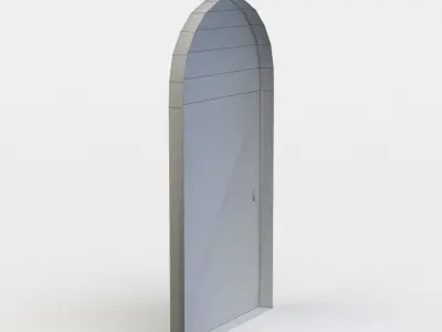 Window arched door with glass windows Low-poly 3D model