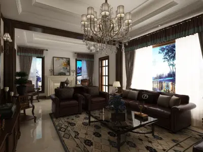 Modern home interior 3D model purchase