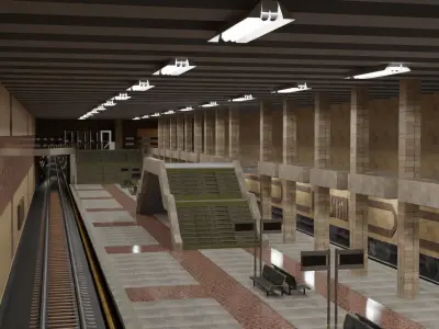Underground train station Pozniaky Metropolitan Kyiv Ukraine 3D model