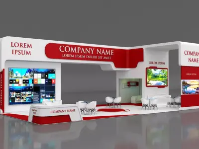 Booth Exhibition Stand Stall 14x7m Height 500 cm 4 Side Open 3D model