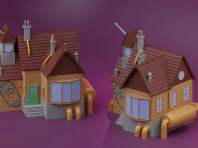 Steampunk house Free low-poly 3D model