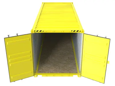 Yellow transport 20ft container 3D model
