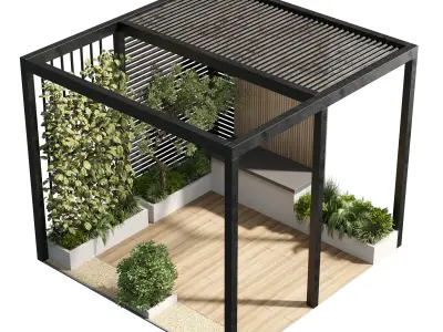 Landscape Furniture with Pergola and Roof garden 3D model