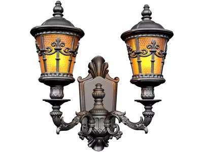 Outdoor forged classic wall lamp lantern sconce streetlight  3D model
