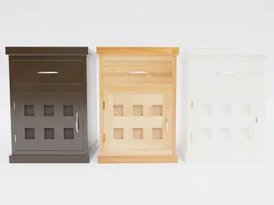 Nightstand bedside table with three drawers 3D model