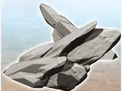 Set of desert and martian rocks 6 - Future Sci-Fi SF Post apocal 3D print model