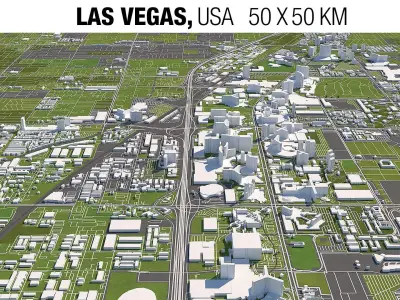 Las Vegas 50x50km 3D City Map 3D model