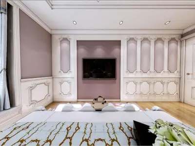 Modern European bedroom Vray 3Dmax model-15 3D model