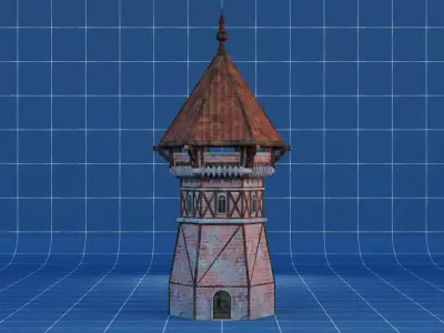Medieval Watchtower 02 Low-poly 3D model