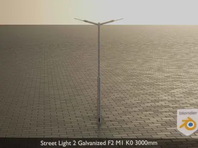 Street Light 2 Galvanized F2 M1 K0 3000mm Low-poly 3D model