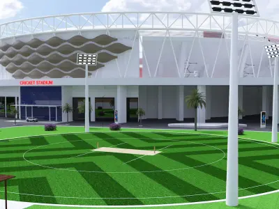 Cricket Stadium Low-poly 3D model