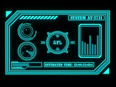 Sci-fi HUD Screen Animated Low-poly 3D model
