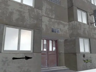 Old apartments exterior Low-poly 3D model