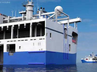  Marine Research Vessel with Side Lifeboat White and Blue 