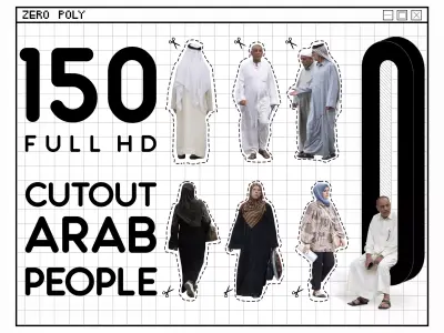 150 PNG and PSD Arabian people Full HD CUTOUT Pack 3D model