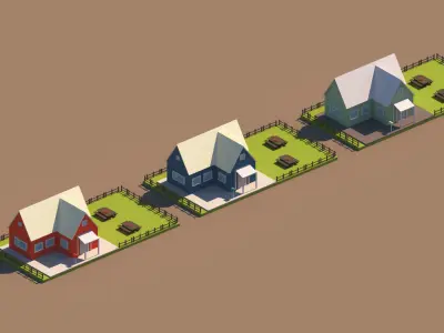 Cartoon Low Poly Garden House Package Low-poly 3D model