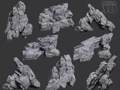 Low Poly Gray Rock Formation 221219 - Ultra HD 16K Texture Low-poly 3D model