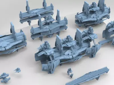 Sci fi Ship Rail Collection 1  3D model