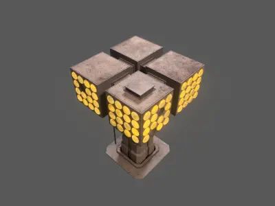 Stylized Sci-Fi Processing Station Low-poly 3D model