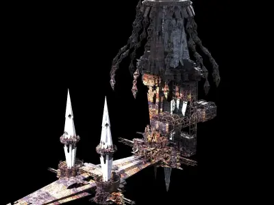 Alien planet mining station 3D model